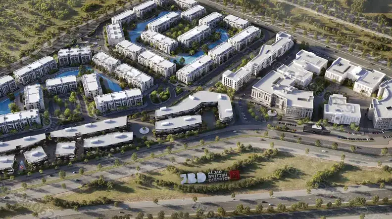 لقطة جوية لمباني الجار بريتش ديستريكت مدينة الشروق