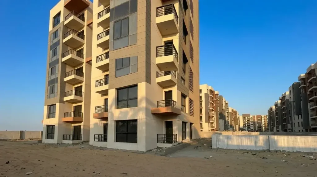 مباني كمبوند أريا المستقبل سيتي أثناء أعمال الإنشاء