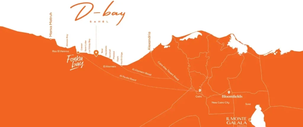موقع دي باي الساحل الشمالي على خريطة الساحل | D-Bay North Coast