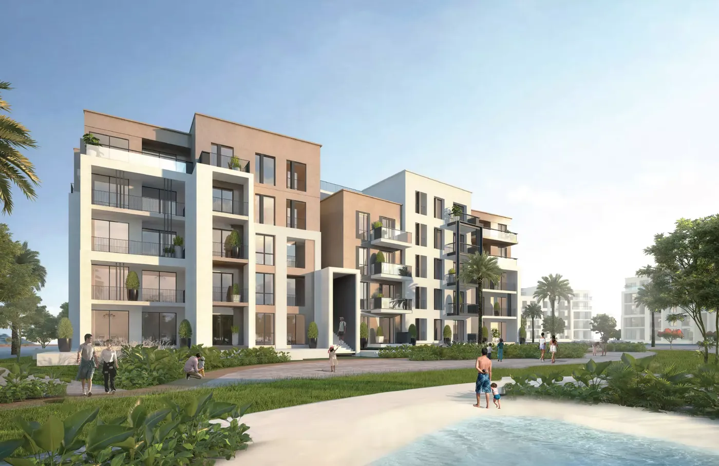عمارات فايا مراسي وممر مشاة أخضر ولاجون في سيدي عبد الرحمن