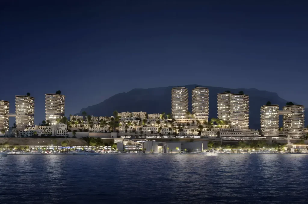 منظر ليلي لأبراج مارينا المونت جلالة على البحر الأحمر - IL Monte Galala Marina Towers Ain Sokhna