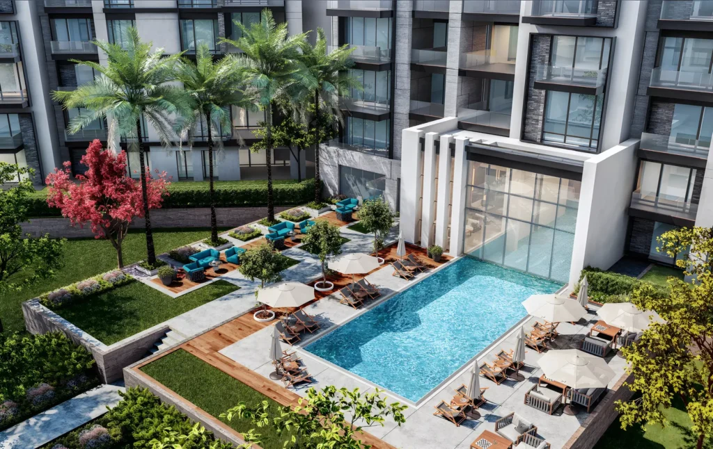 كمبوند سوان ليك ريزيدنس القاهرة الجديدة | Swan Lake Residence New Cairo - حمام السباحة والتراس