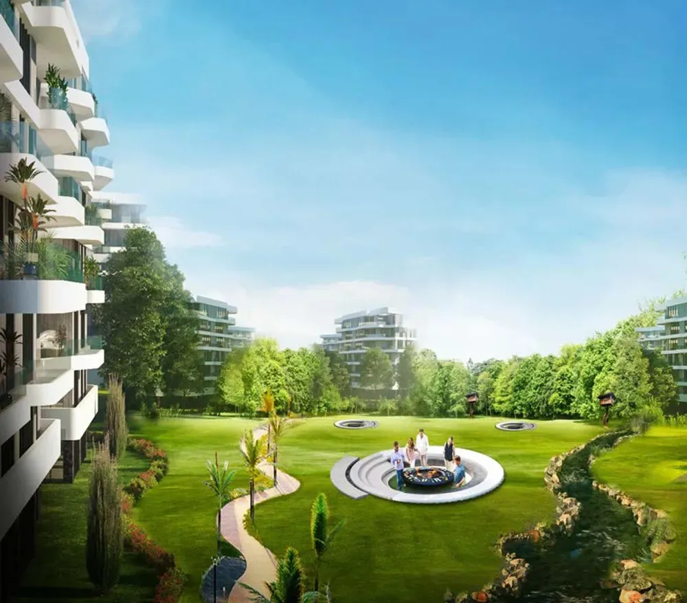 كمبوند ذا كانيون المستقبل سيتي | The Canyon Mostakbal City - حديقة مركزية ومجرى مائي