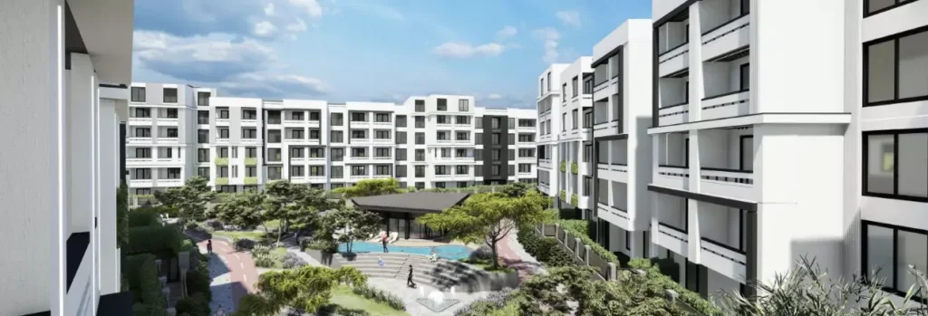 كمبوند تيك هيلز زايد الجديدة | Tick Hills New Zayed - عمارات المشروع وحمام السباحة