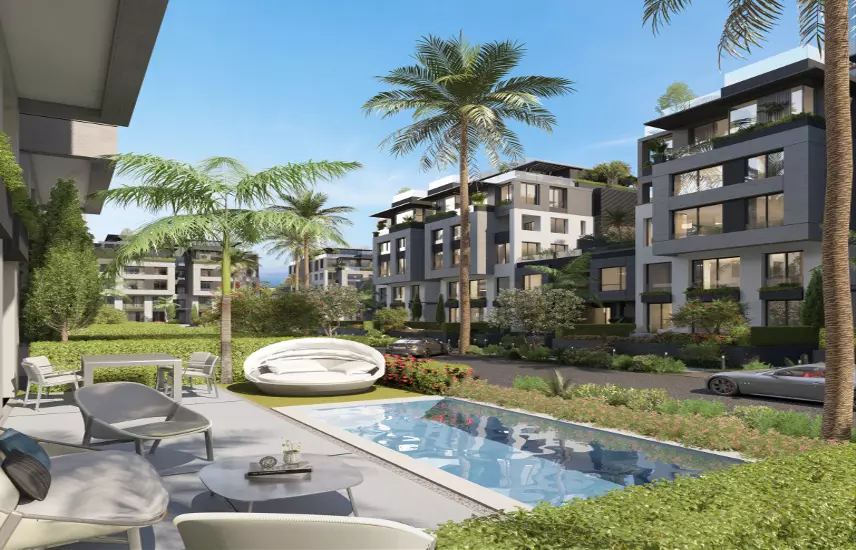 كمبوند تريو جاردنز التجمع الخامس | Trio Gardens New Cairo - حمام سباحة بين الوحدات